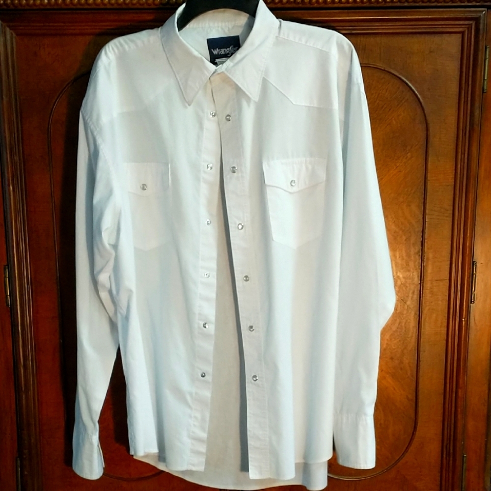 Wrangler White Long Sleeve Western Snap Shirt